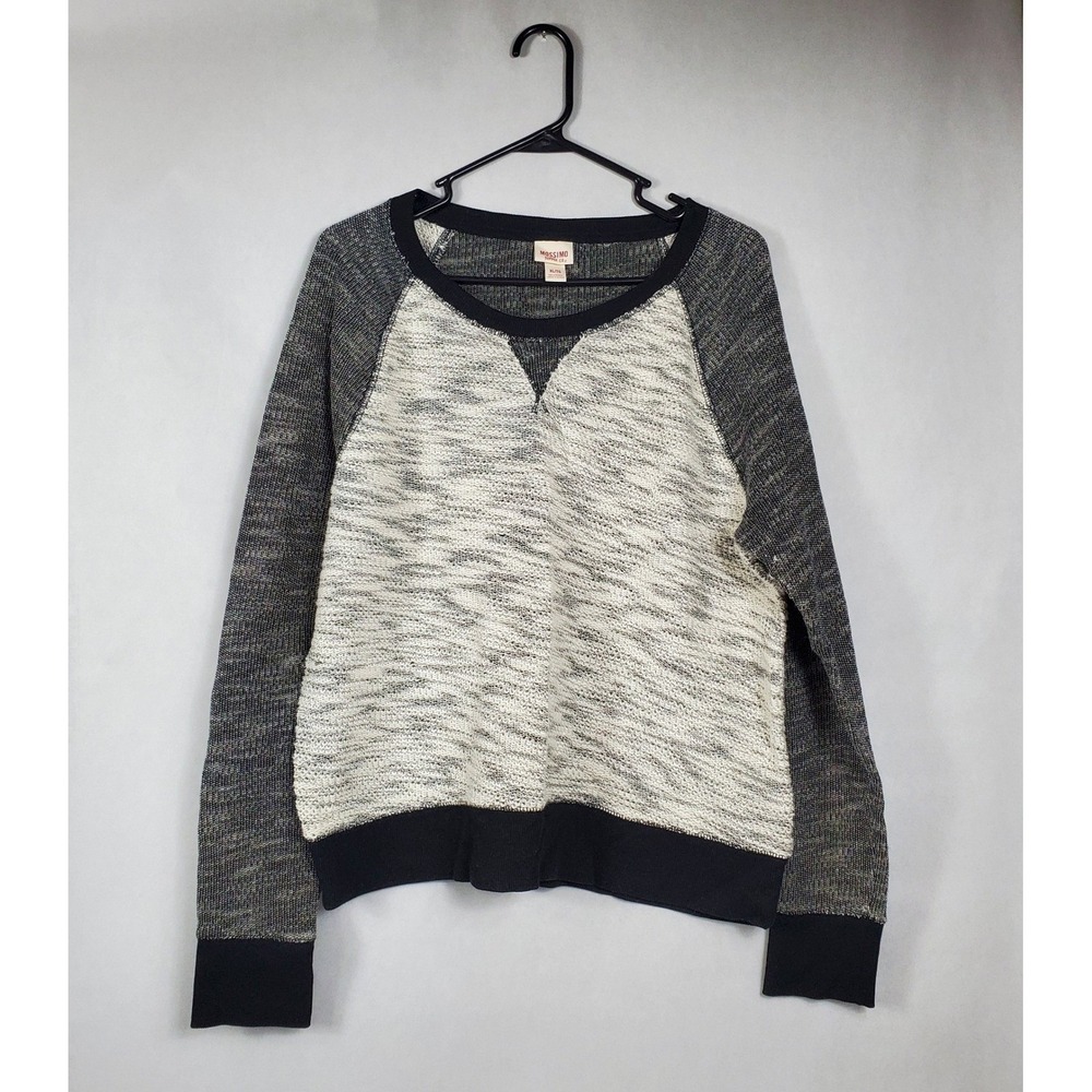 Mossimo Supply Co Womens XL Black White Marled Raglan Knit Pullover Sweater